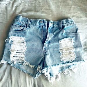 Levi Distressed High Waisted Jean Shorts